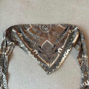 Cotton Candy Paisley Scarf top in Tan and Yellow